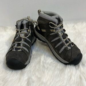 Keen Flint Wide Grey Blue Steel Lace Shoes Work Waterproof Dry Women’s Size 6.5